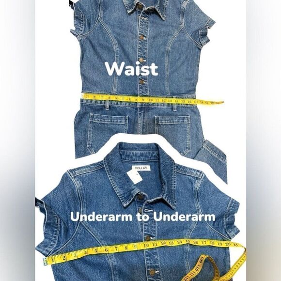 Rollas Sailor Denim Jumpsuit Women’s XL 14 NWT Wide Leg One Piece Short Sleeve - Picture 8 of 9